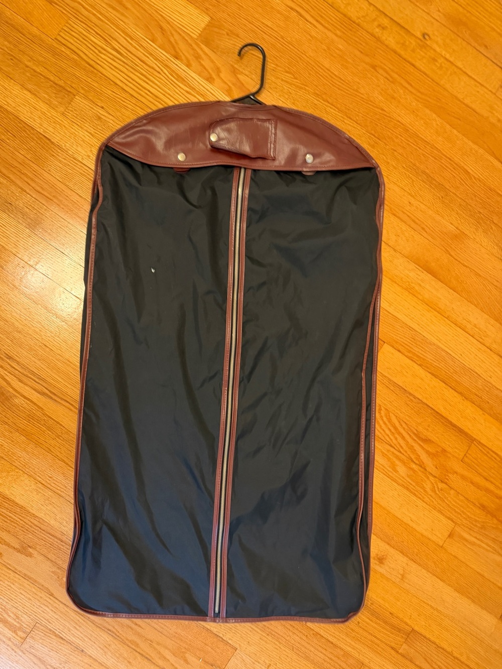 Vintage Sears Oxblood Black Featherlite LeatherTravel Garment Bag -Needs Repairs